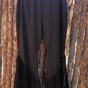 Ladies Black Lace Flair Stretch Pants